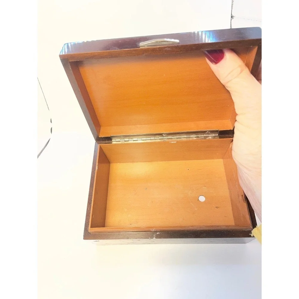 Vintage Reuge Inlaid Marquetry Wood Jewelry Box